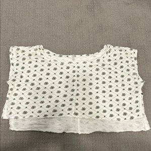 Free People White and Green Crop Top